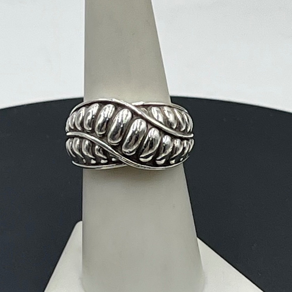 LAGOS Fluted Chi Chi Criss Cross 
925 Sterling Silver Dome Chunky Ring size 7.5